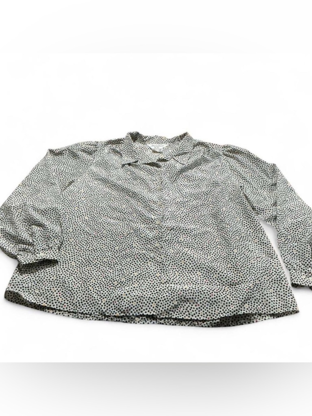 Vtg 80s Ship’n Shore Black & Colored Polka Dot Button-Down Funky Cute Sz 22W